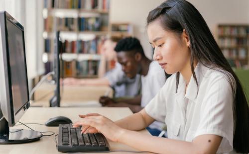 Girl using a computer
