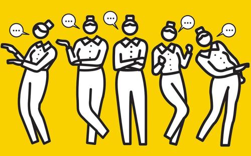 Illustration of five people talking