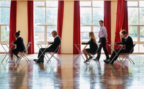 Students taking an exam