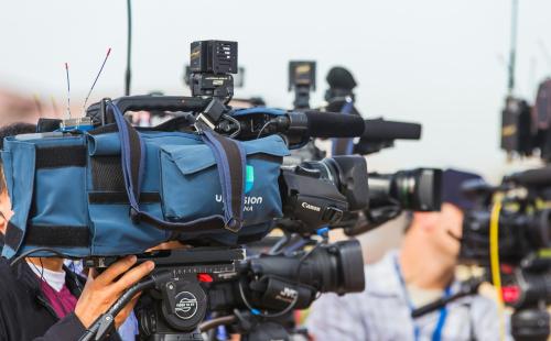 Row of television cameras