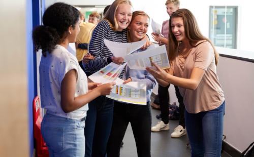 Students receiving exam results