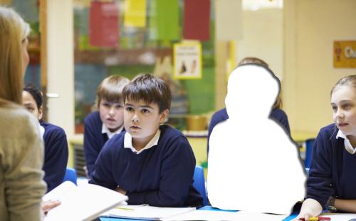 Classroom scene with a missing child