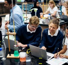 Children in a science lab